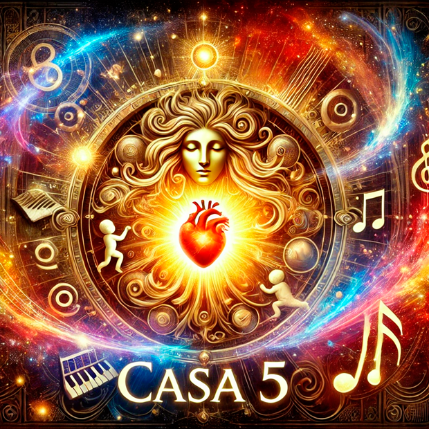 Representación astrológica de la Casa Cinco vinculada a Leo y el Sol