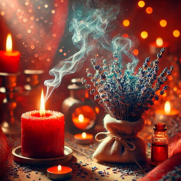 Ritual con barrita de incienso y aceite de rosa para atraer romances