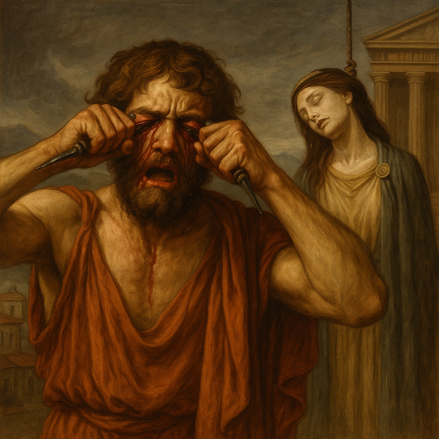 Representación de la tragedia clásica griega de Edipo Rey