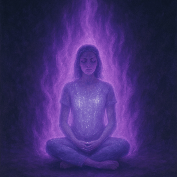 Visualización de la llama violeta transmutadora de cargas emocionales