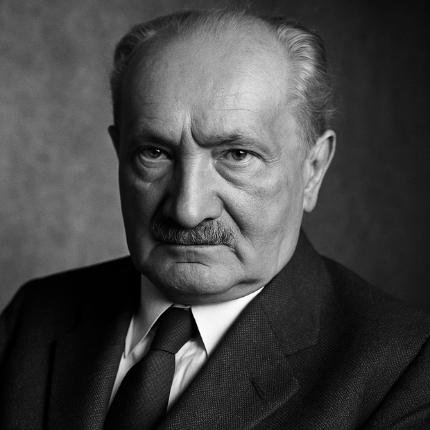 Retrato del filósofo Martin Heidegger y su pensamiento existencial