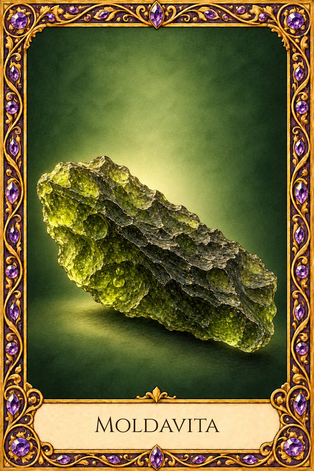 Mineral de moldavita utilizado como amuleto para la apertura de chakras