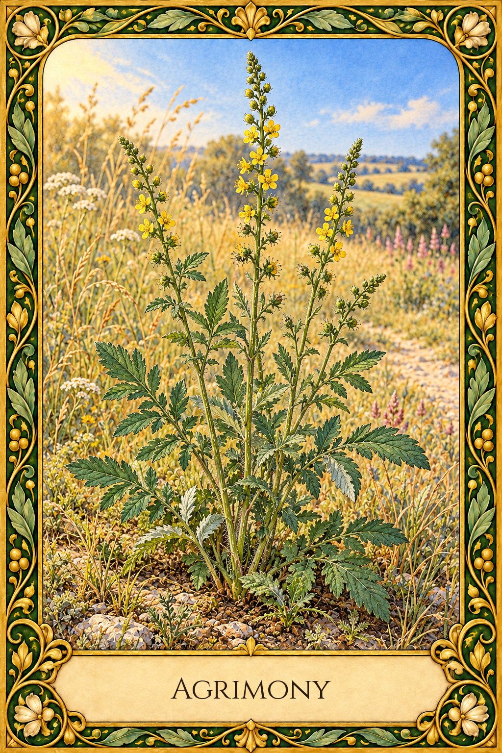 Ilustración de la flor de Bach Agrimony o agrimonia