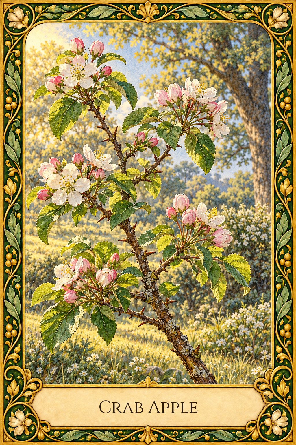 Ilustración de la flor de Bach Crab Apple o manzano silvestre