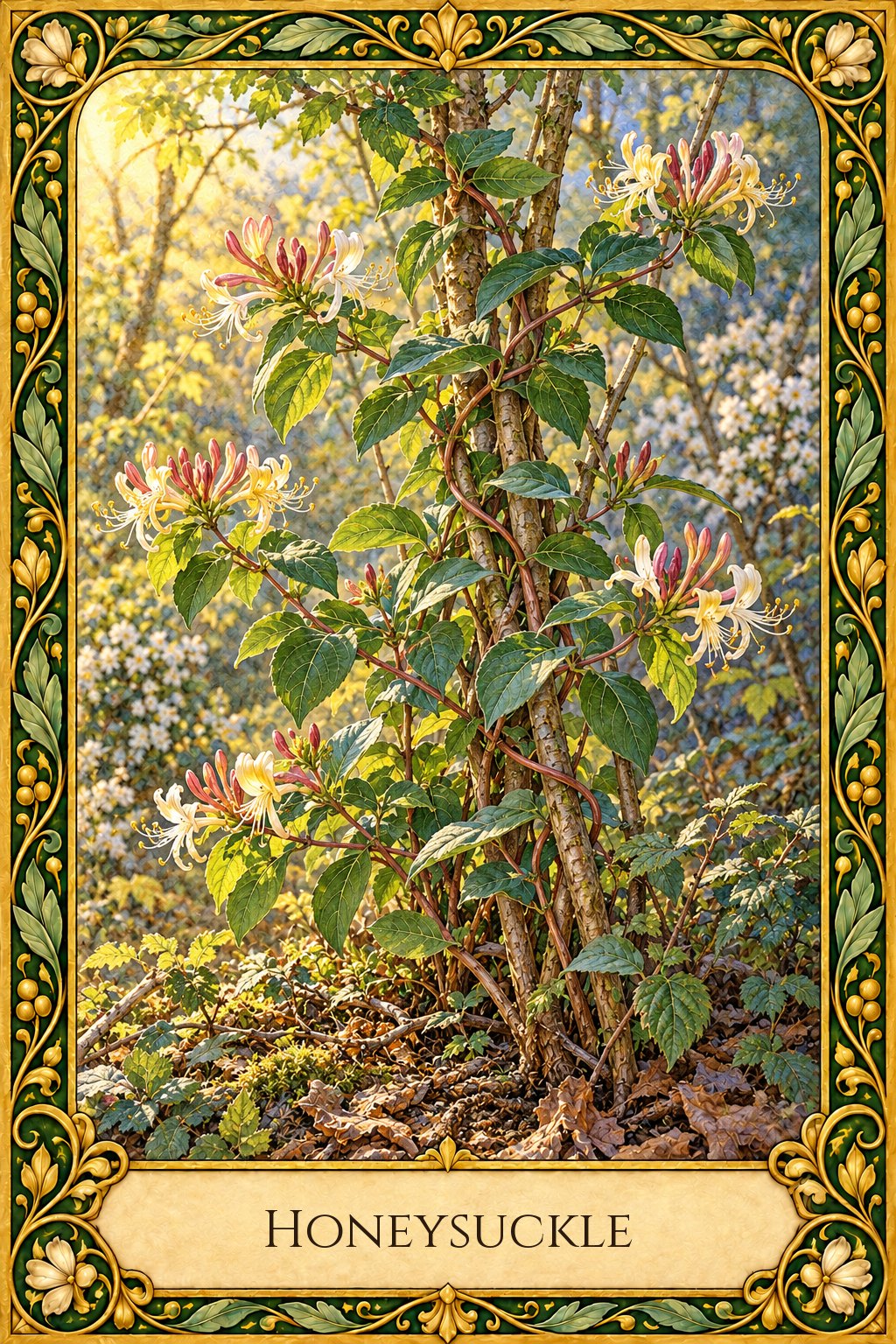 Ilustración de la flor de Bach Honeysuckle o madreselva