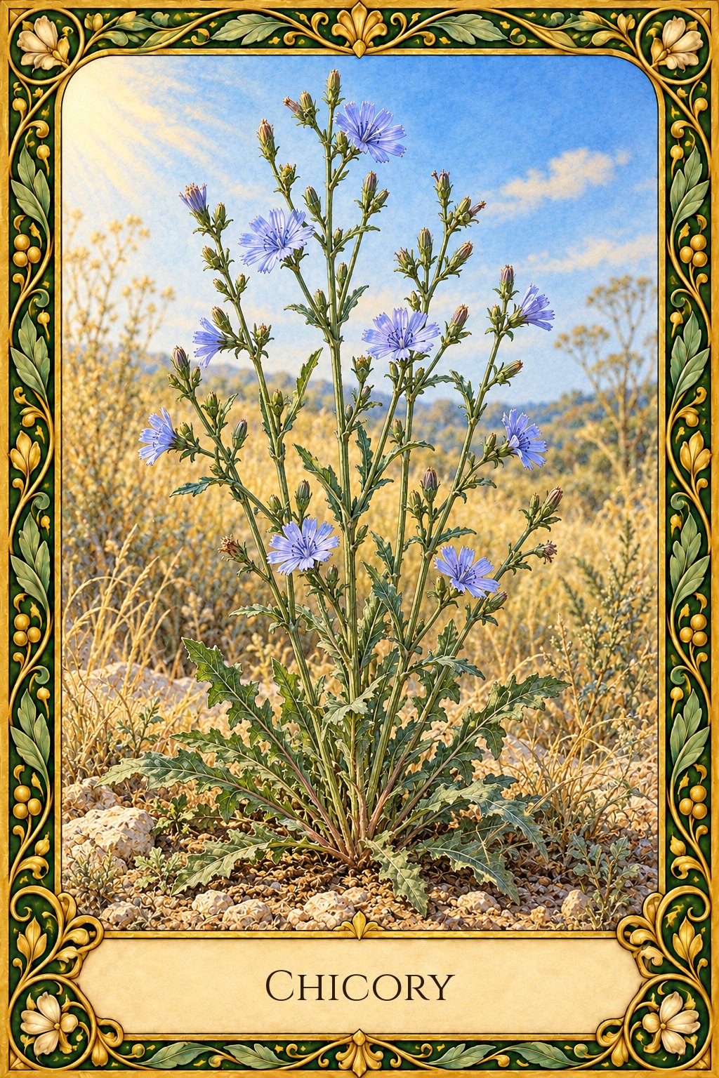 Ilustración de la flor de Bach Chicory o achicoria