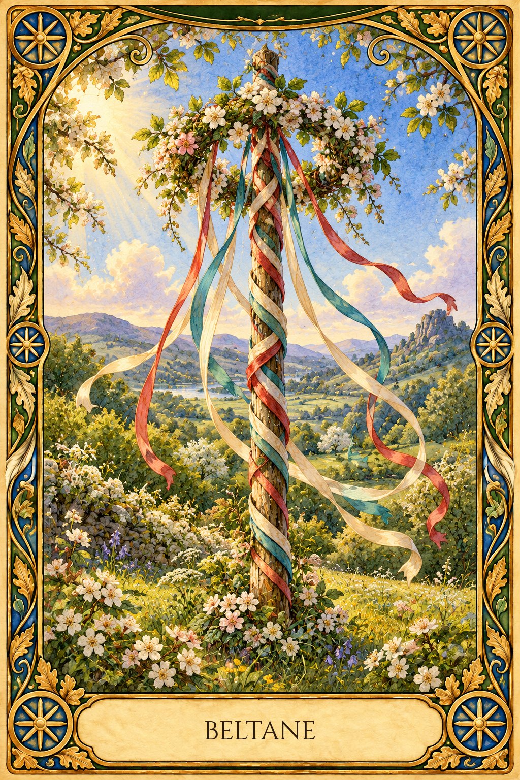 Festival de Beltane en la rueda del año como celebración de fertilidad