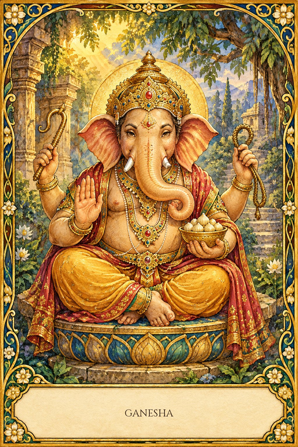 Representación de la deidad hindú Ganesha con rasgos de cabeza de elefante
