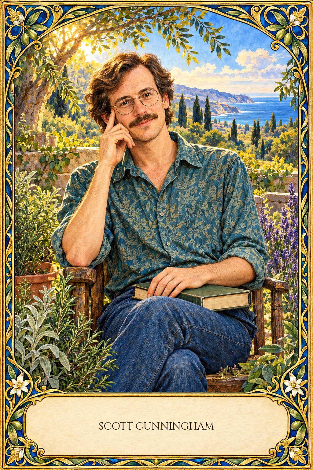 Retrato del escritor Scott Cunningham, figura de la espiritualidad moderna y brujería