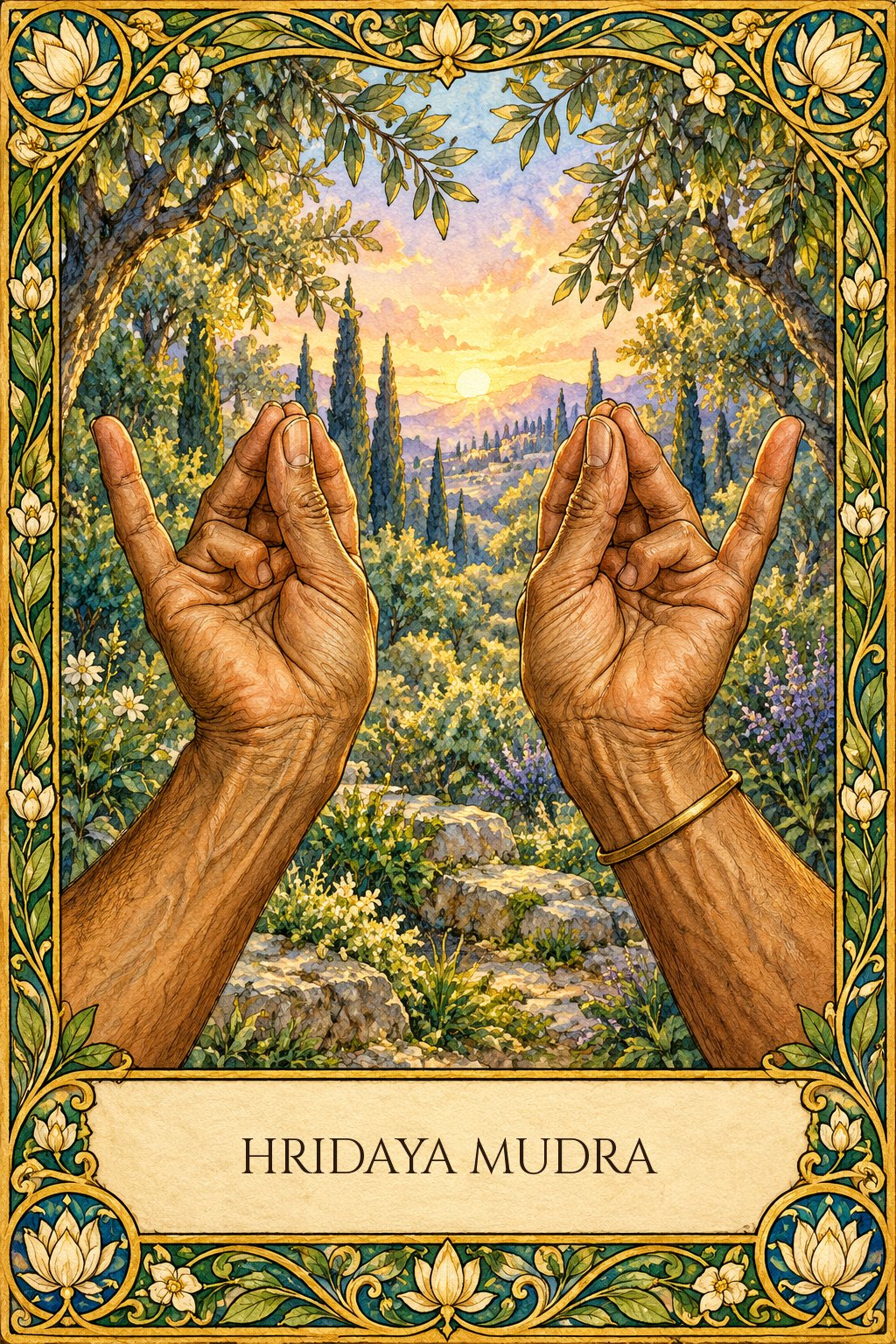 Postura del corazón en la práctica tradicional de Hridaya Mudra