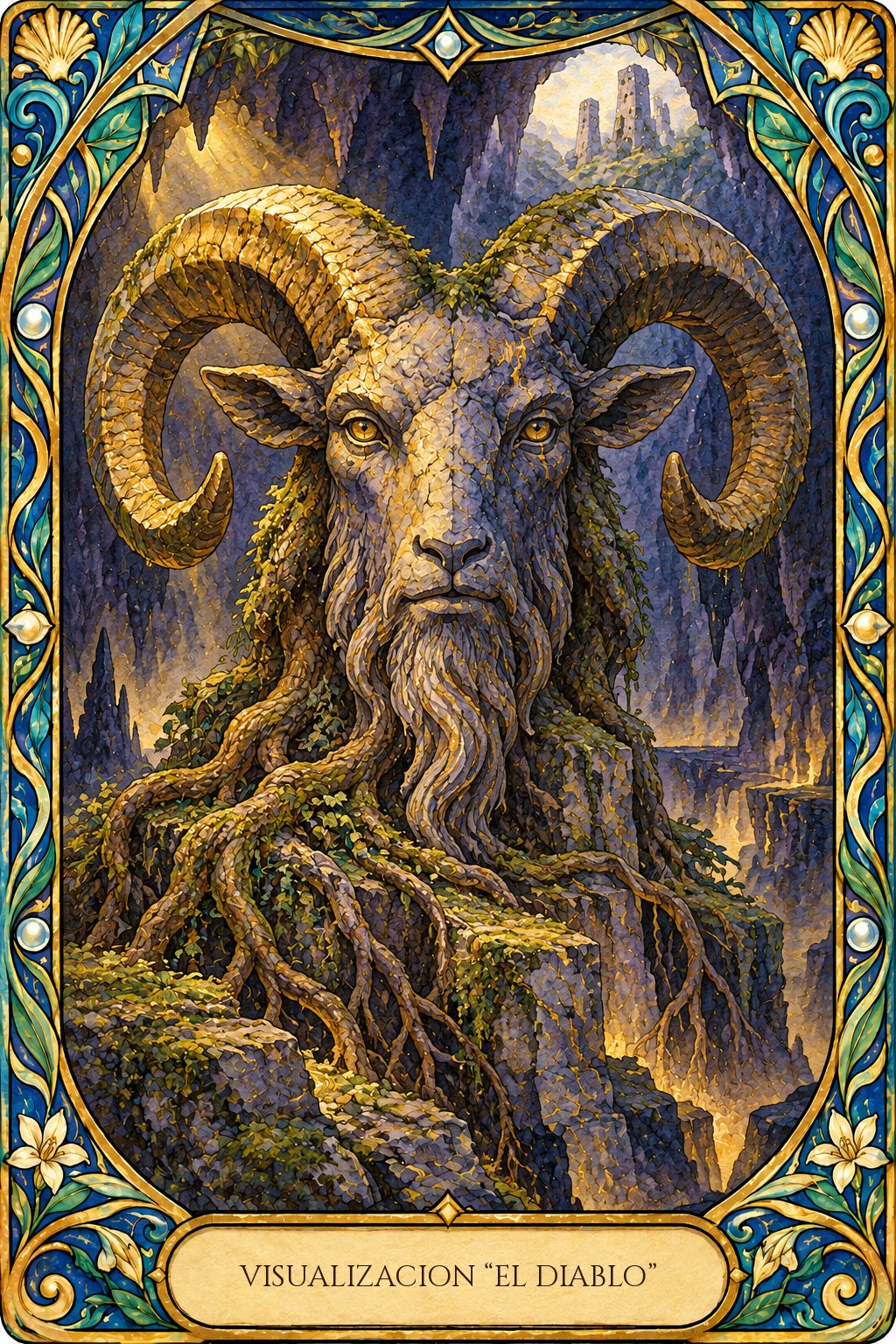 Ilustración del arcano de El Diablo en el tarot para visualización guiada