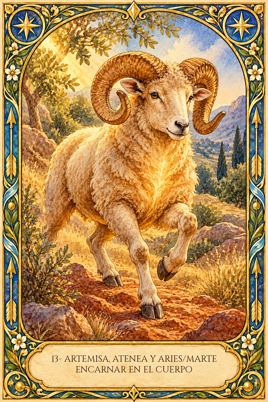Visualización activa sobre Artemisa, Atenea y la energía de Marte en Aries