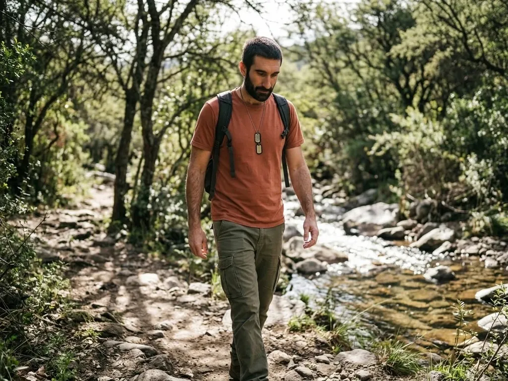 Axel Martín Puricelli caminando por un sendero